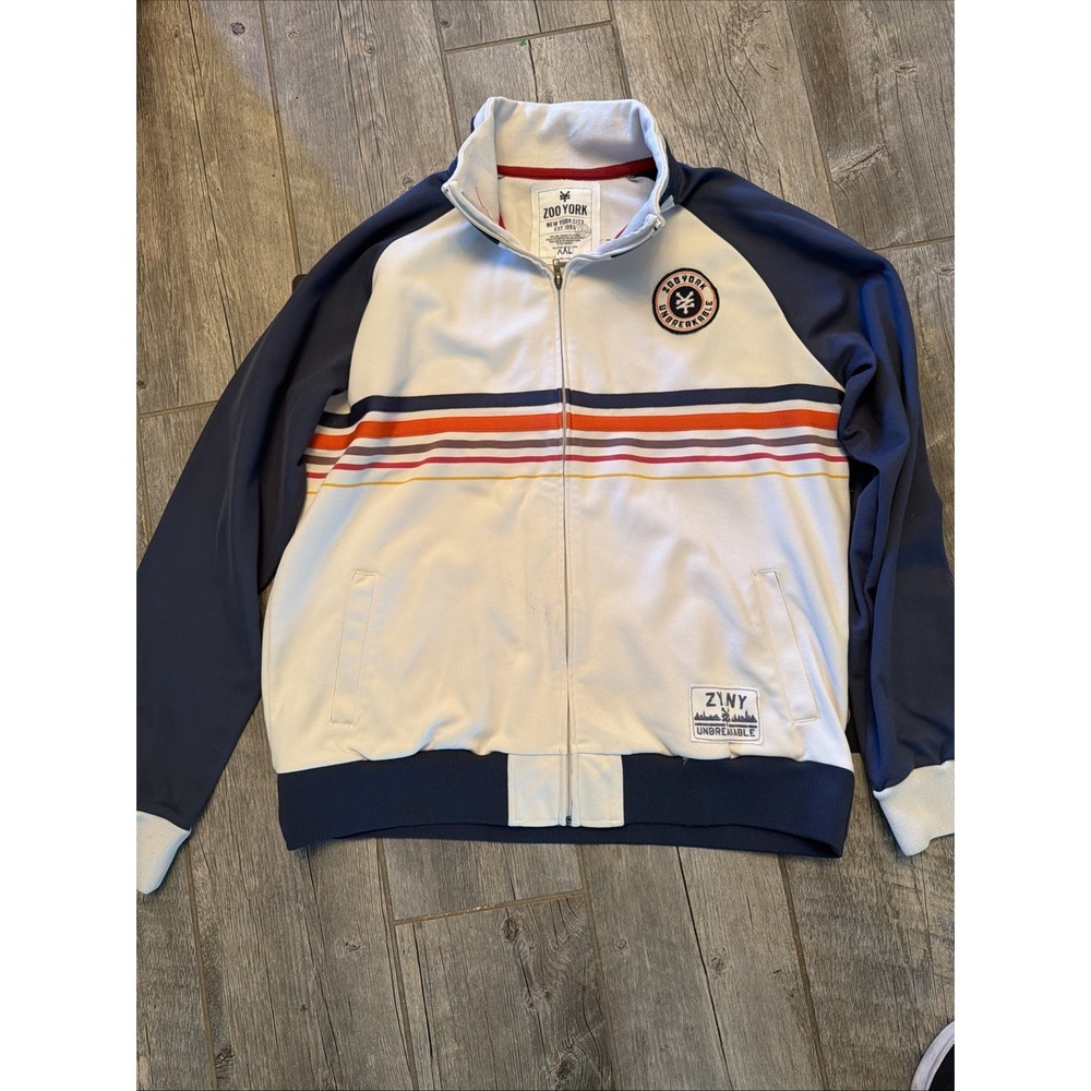 Zoo York Unbreakable Track Jacket XXL White Navy Orange Full Zip Skate